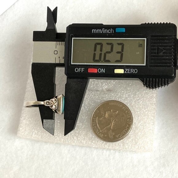 Sterling Silver 925 Rectangular Faux Turquoise Inlay Marcasite Shank Ring Sz 6.5 - Picture 14 of 16